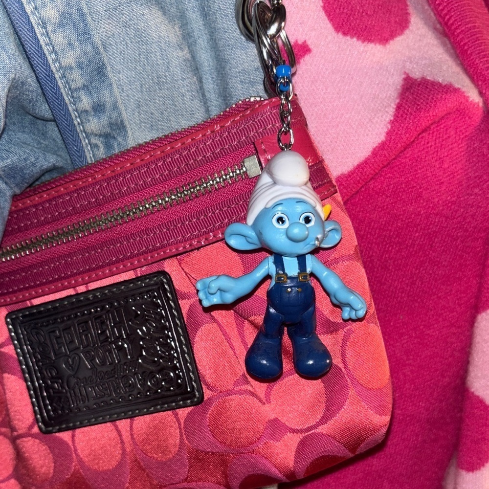Blue Smurf carpenter Character Keychain bag charm